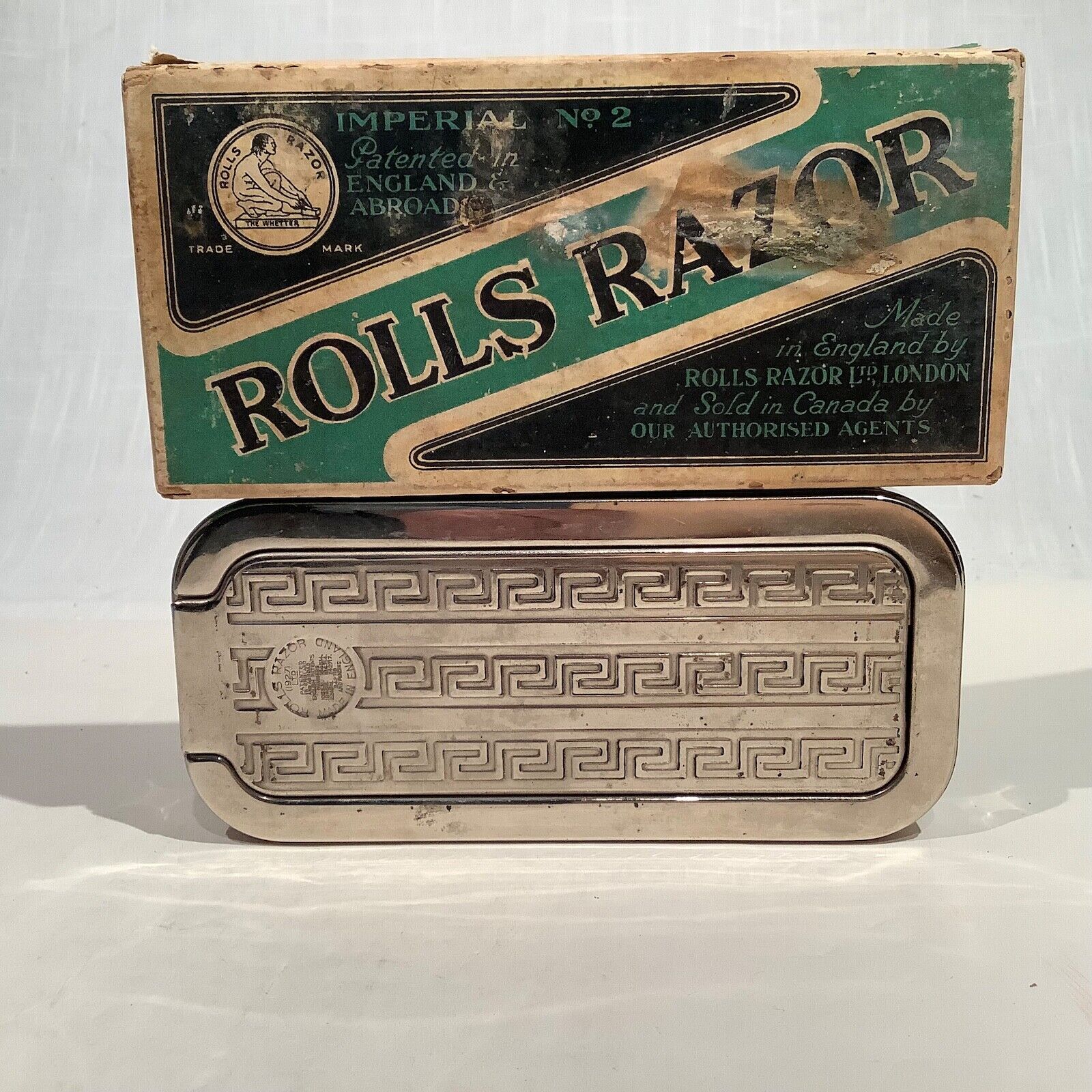 1950’s IMPERIAL NO. 2 NICKLE PLATED ROLLS RAZOR, ORIGINAL BOX