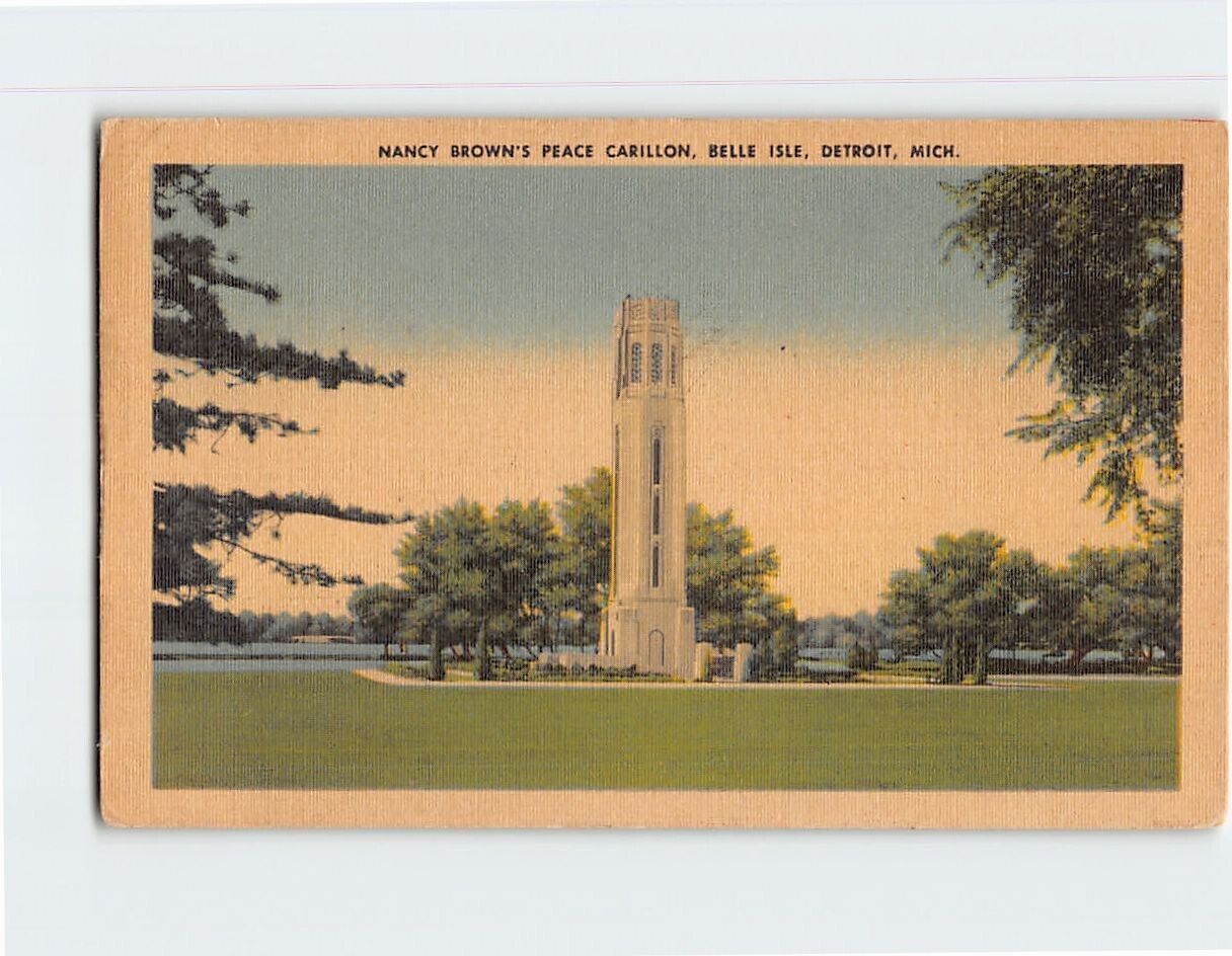 Postcard Nancy Brown's Peace Carillon Belle Isle Detroit Michigan USA