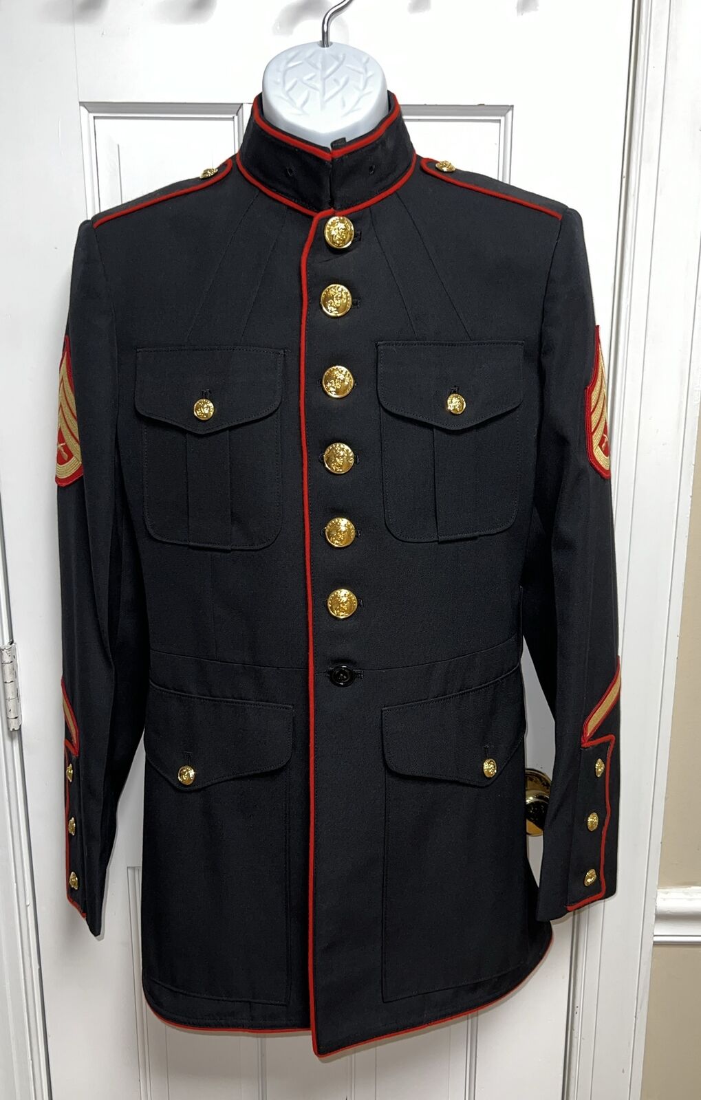 USMC U.S. Marine Corps Dress Blues Jacket, Enlisted Size 41L Altered