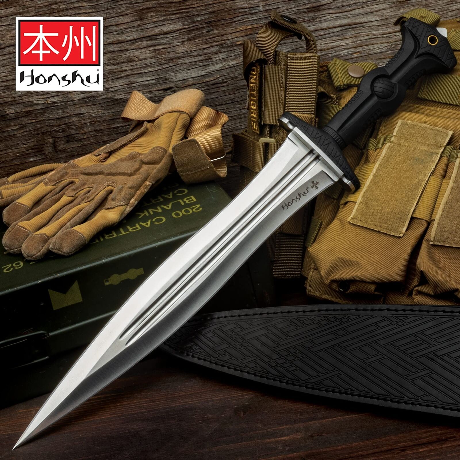 Honshu Legionary Dagger and Sheath - 7Cr13 Stainless Steel Blade - TPR Handle
