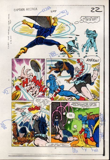 1984 Captain America 295 page 22 original Marvel Comics color guide art: 1980\'s