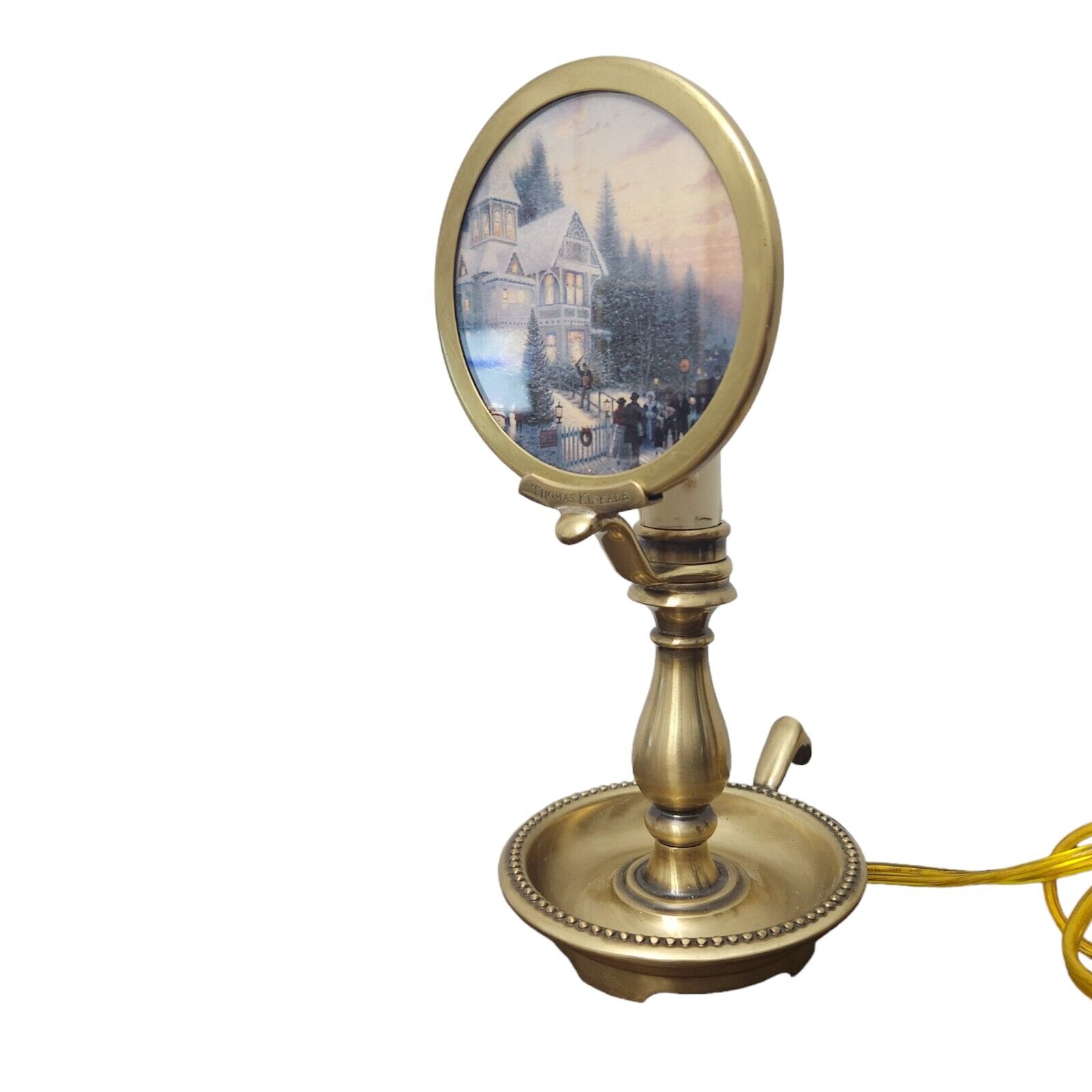 Thomas Kinkade Brass Lamp Picture Home & Heart Victorian Scene Candlestick