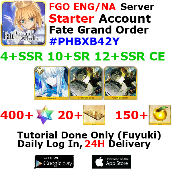[ENG/NA][INST] FGO / Fate Grand Order Starter Account 4+SSR 20+Tix 400+SQ #PHBX
