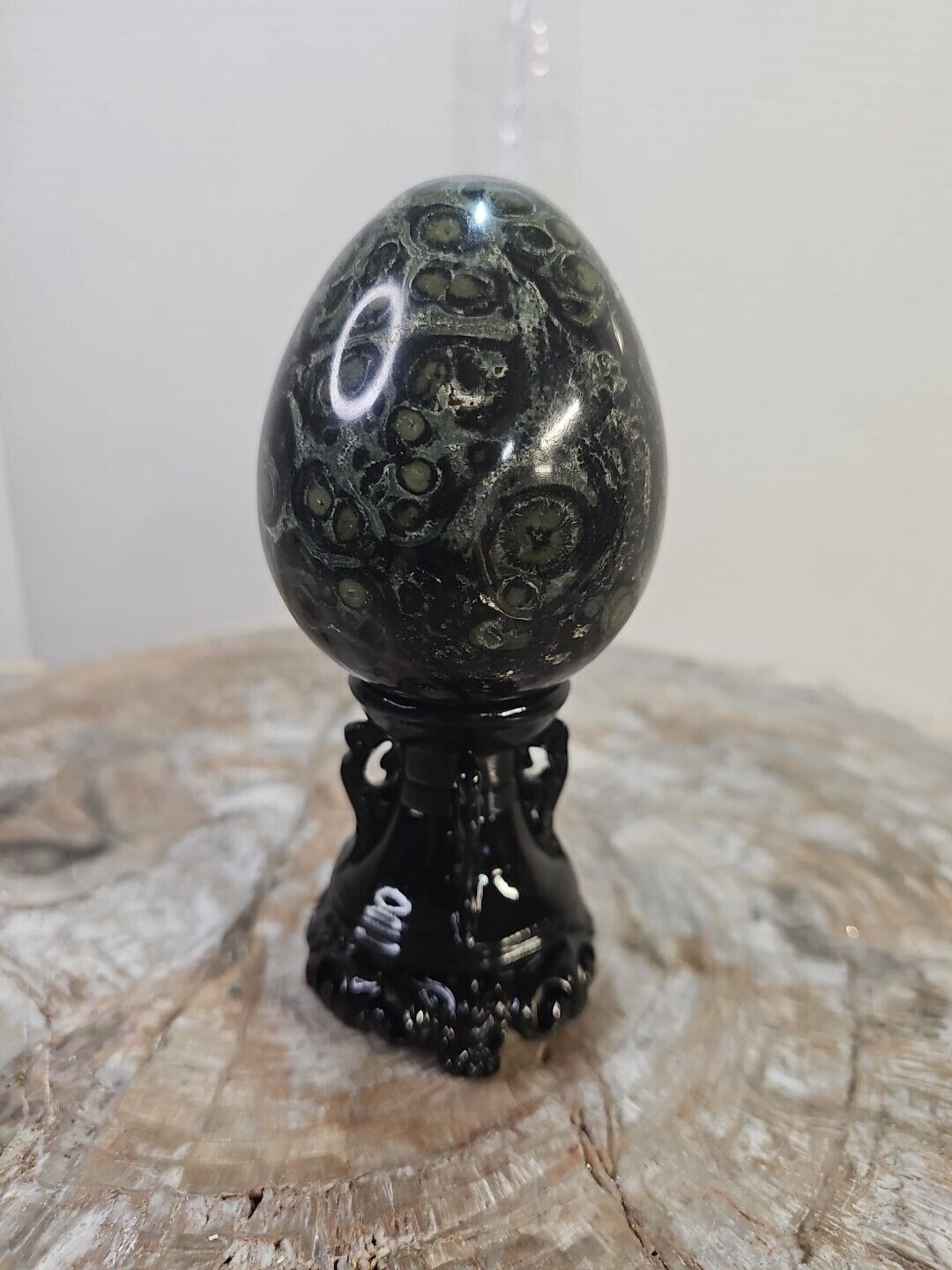 490G  Natural Peacock's eye Crystal Polishing Stone ball Healing+Stand