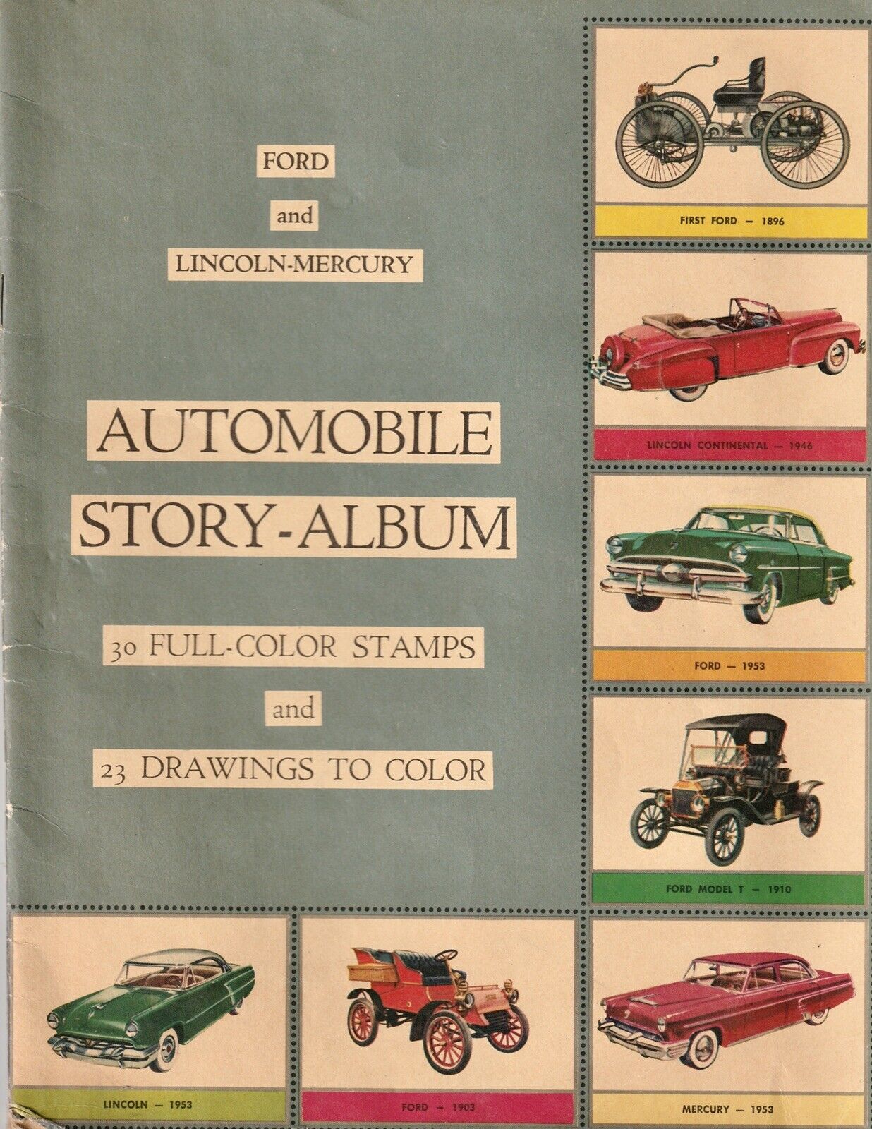 Vintage 1952 Ford and Lincoln Mercury Automobile Story Sticker Album Book