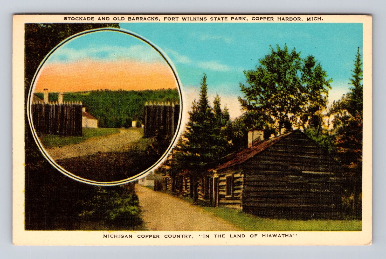 Copper Harbor MI-Michigan, Stockade And Old Barracks, Antique, Vintage Postcard