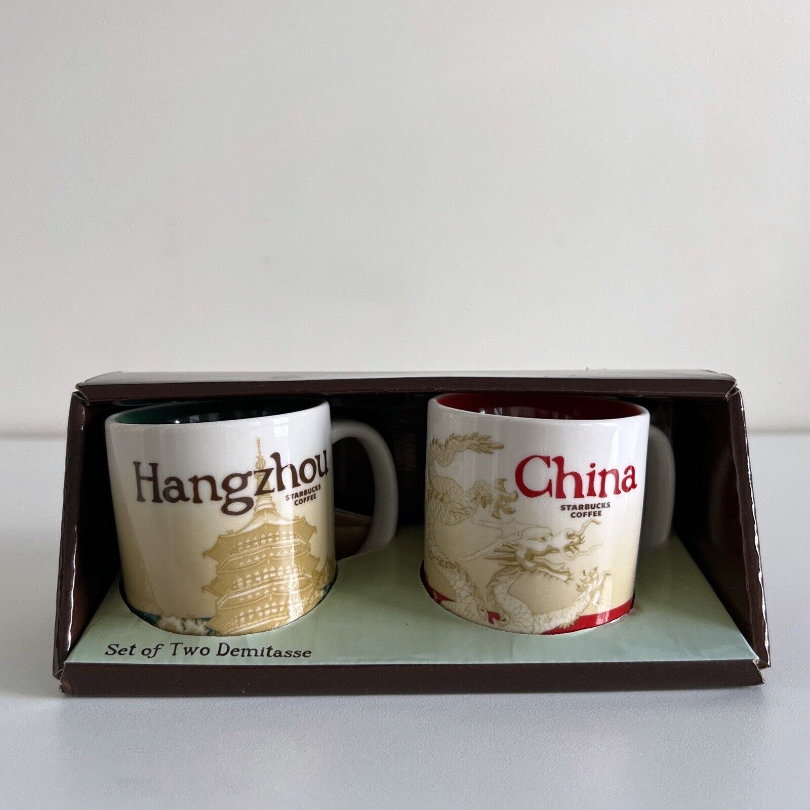 Starbucks 2013 Mini Coffee Hangzhou China Global Icon Demitasse Mugs Set of 2