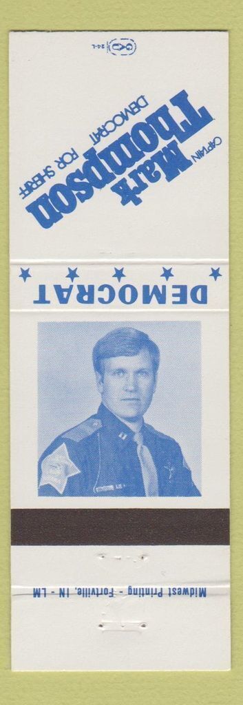 Matchbook Cover - Mark Thompson for Sheriff Election