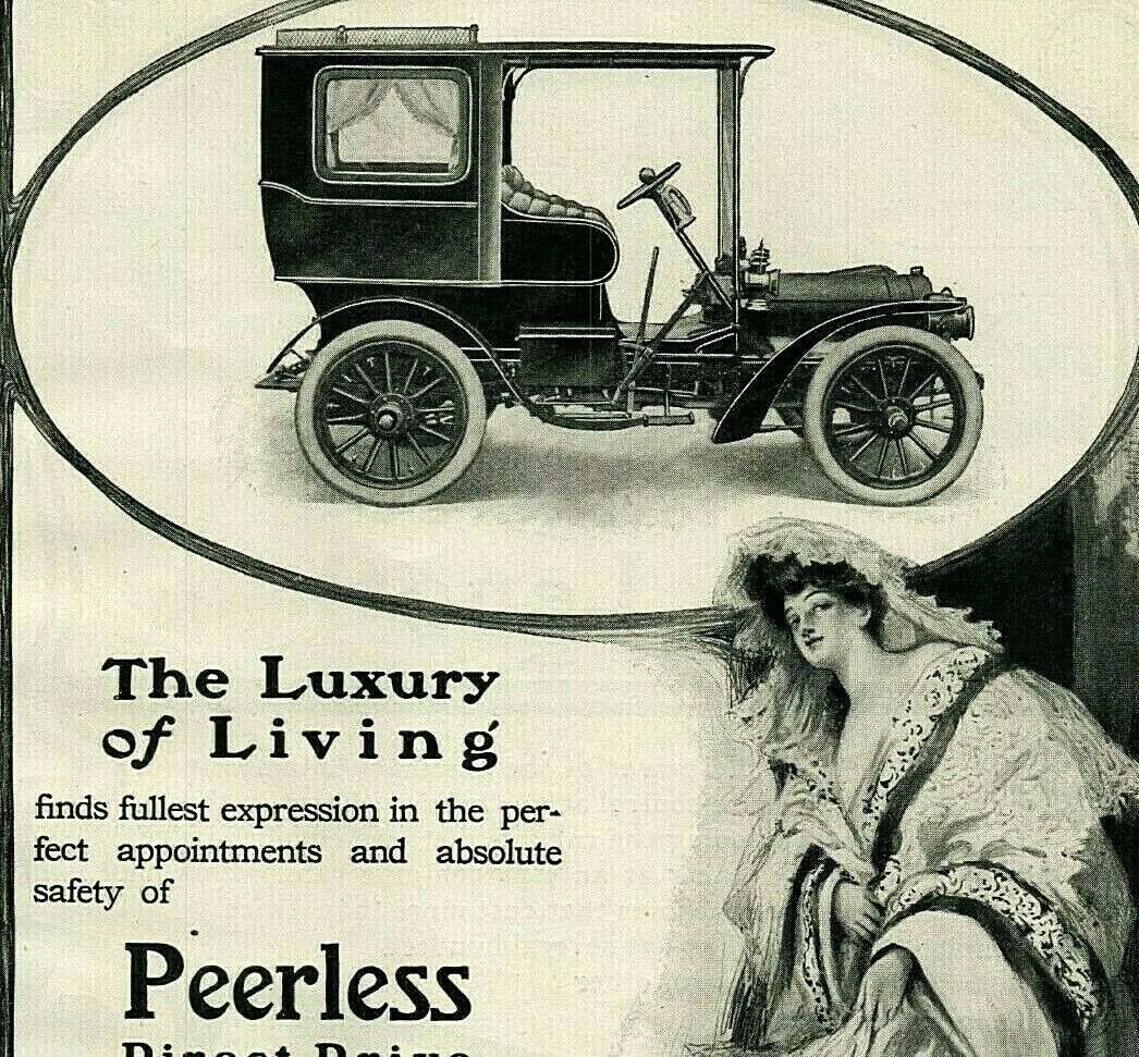 1904 Peerless Luxury Touring Car Cleveland OH Limo Victorian Gown Print Ad 5102