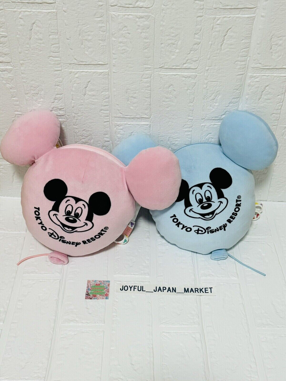 Tokyo Disney Mickey Balloon Shoulder Bag Pochette Pouch pink & Blue Set Japan