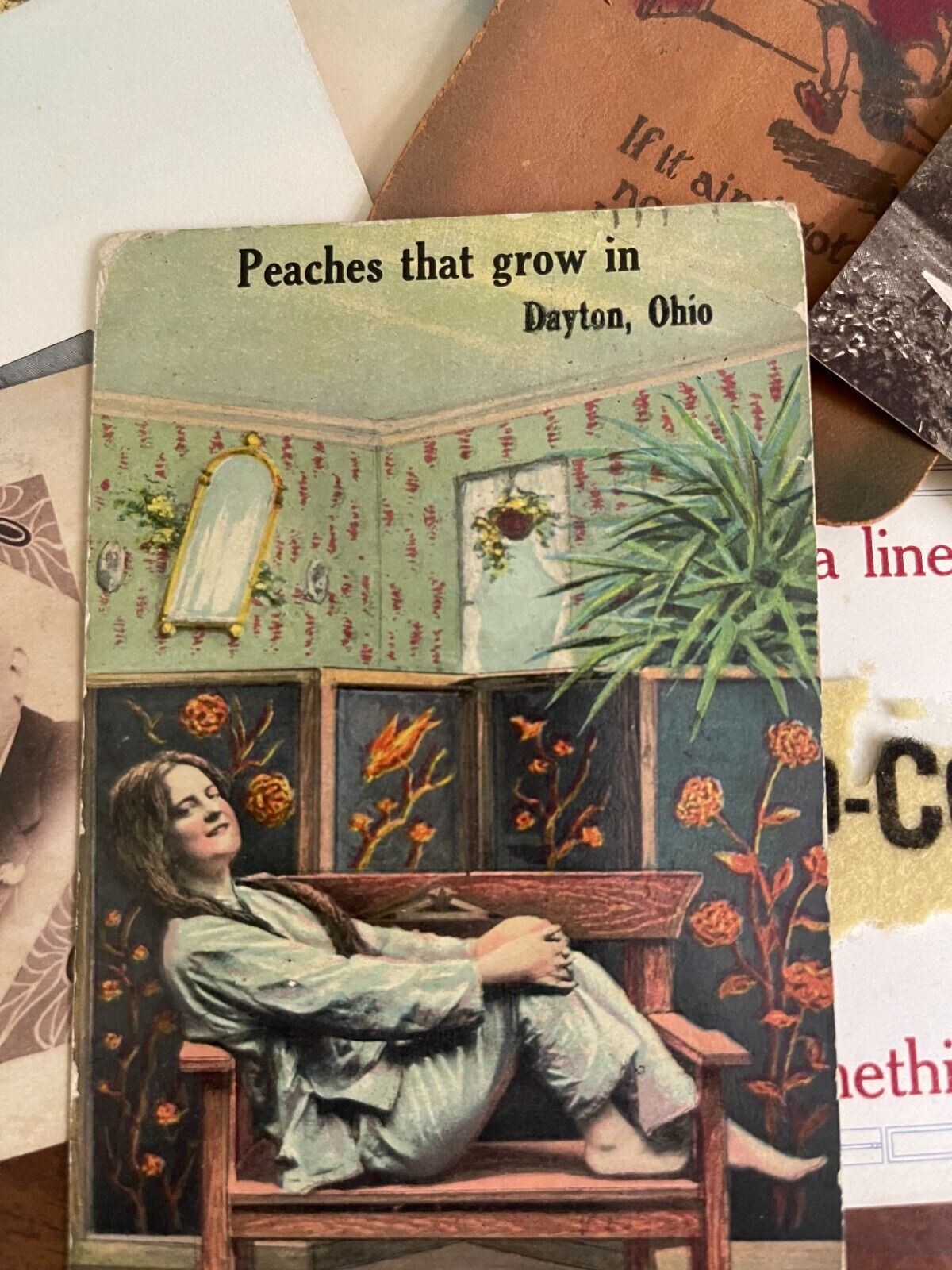 11 Antique Postcards + Leather Postcard 1911 & 1912 Ohio