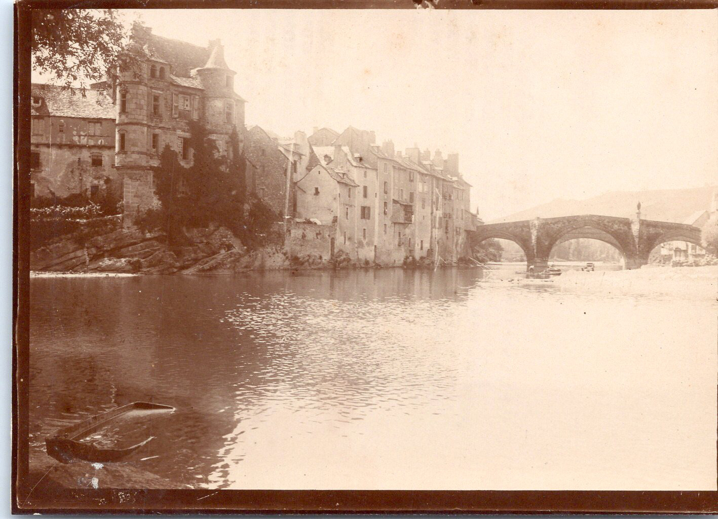 France, Espalion et le Pont Vieux Vintage print, le Pont Vieux is the item