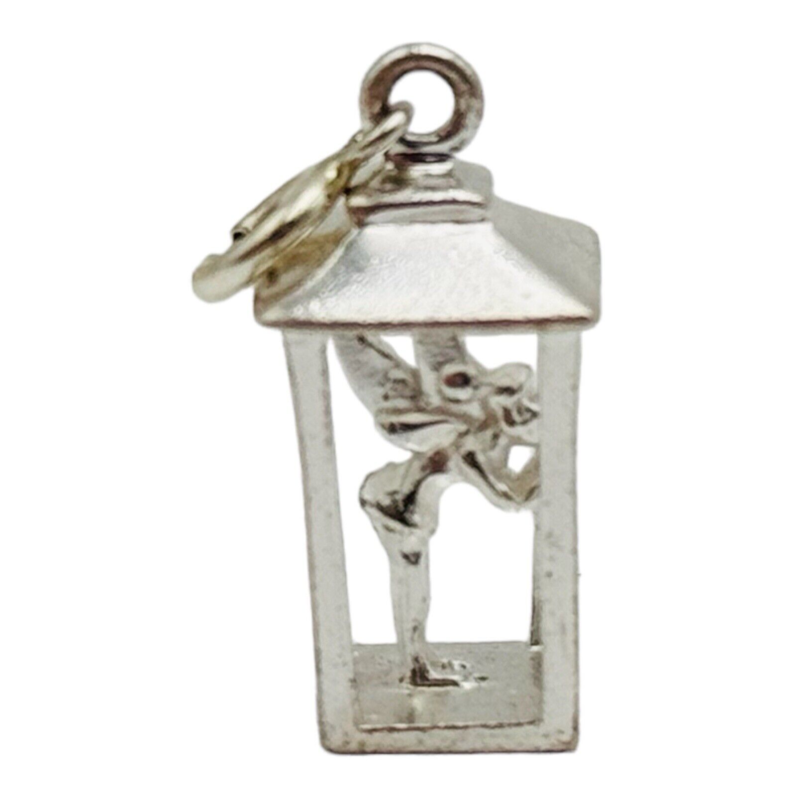 Disney 925 Sterling Silver Tinker Bell In Lantern Dangle Charm VINTAGE RARE
