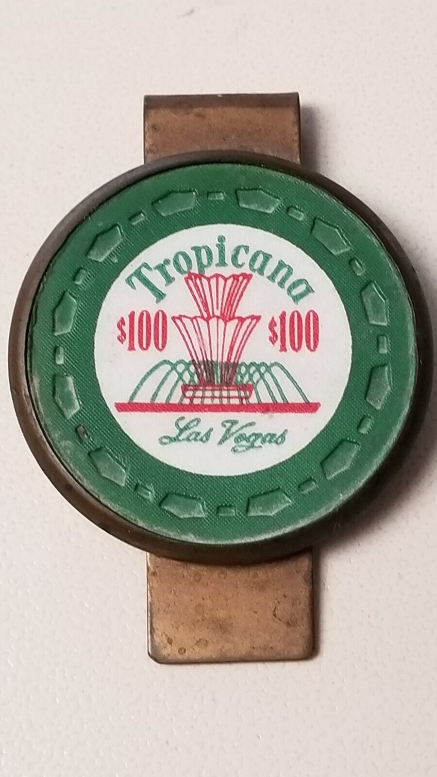 Vintage Tropicana Casino Las Vegas Nevada $100 Money Clip Poker Chip 1968