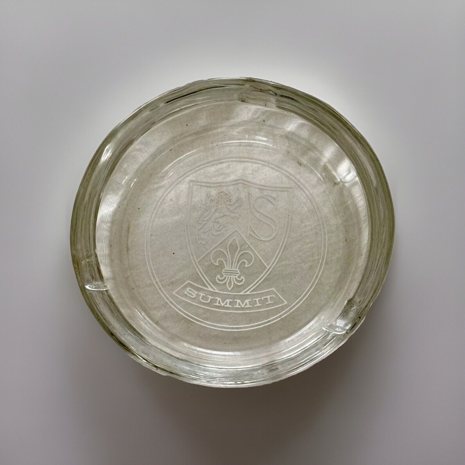 Summit Lion Fleur  De Lis Gold Logo Clear  Glass Ashtray