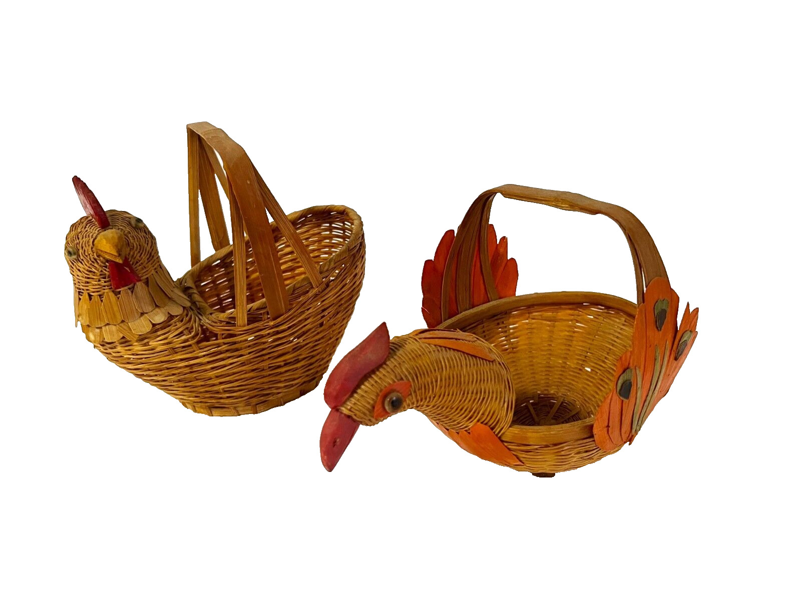 Lot of 2 Vintage Wicker Chicken Baskets