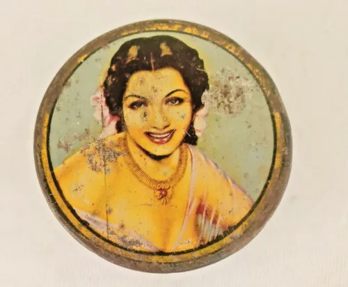 1960\'s Old Vintage Round Tin Box Asfa\'s Toilet Powder Unique Collectible India