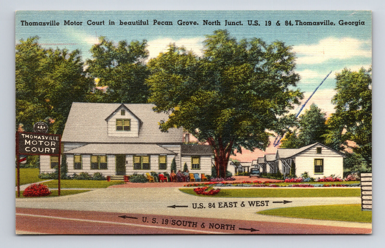 Thomasville Motor Court Motel US 19 & 84 Pecan Grove Thomasville GA Postcard
