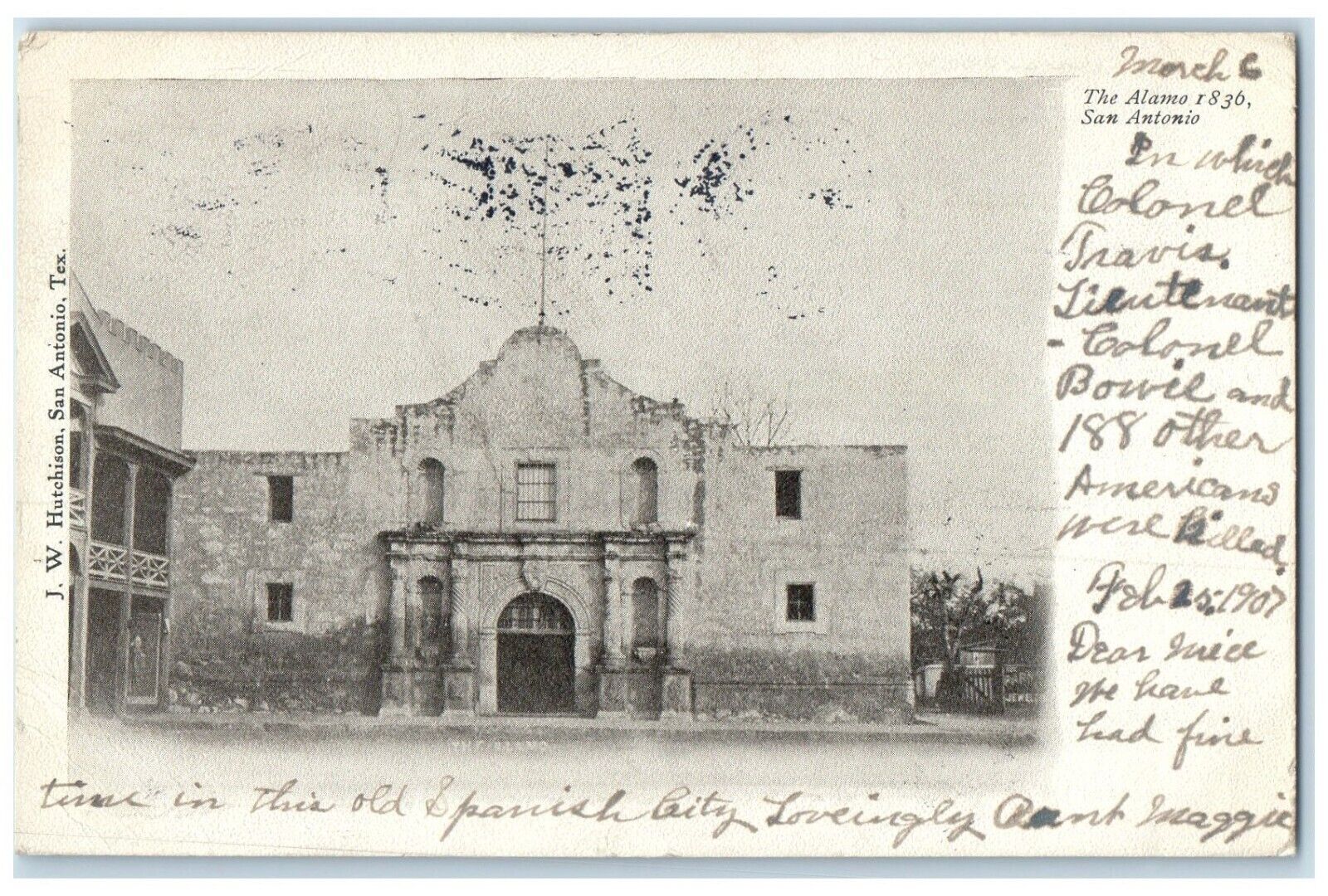 1907 Alamo Church Exterior Building San Antonio Texas Vintage Antique Postcard