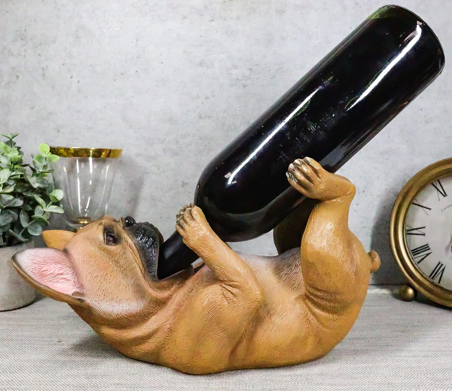 Ebros Canine Pedigree French Bulldog Frenchies Wine Oil Bottle Holder Figurine