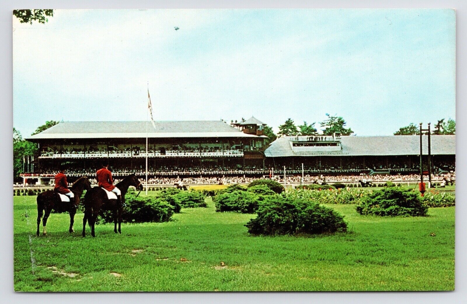 c1960s Saratoga Springs Race Track Infield & Stands Horses New York NY Postcard