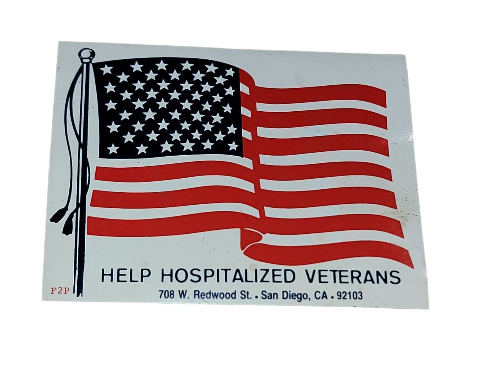 Vintage American Flag USA Help Hospitalized Vets Sticker 3 1/2\