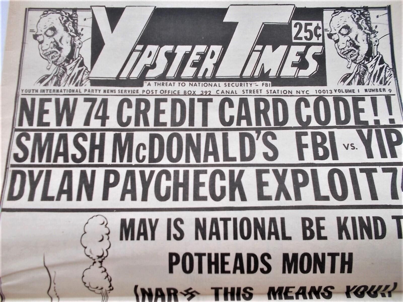 Yipster Times 1#9 March 1974 Underground Newspaper Bob Dylan JFK Conspiracy