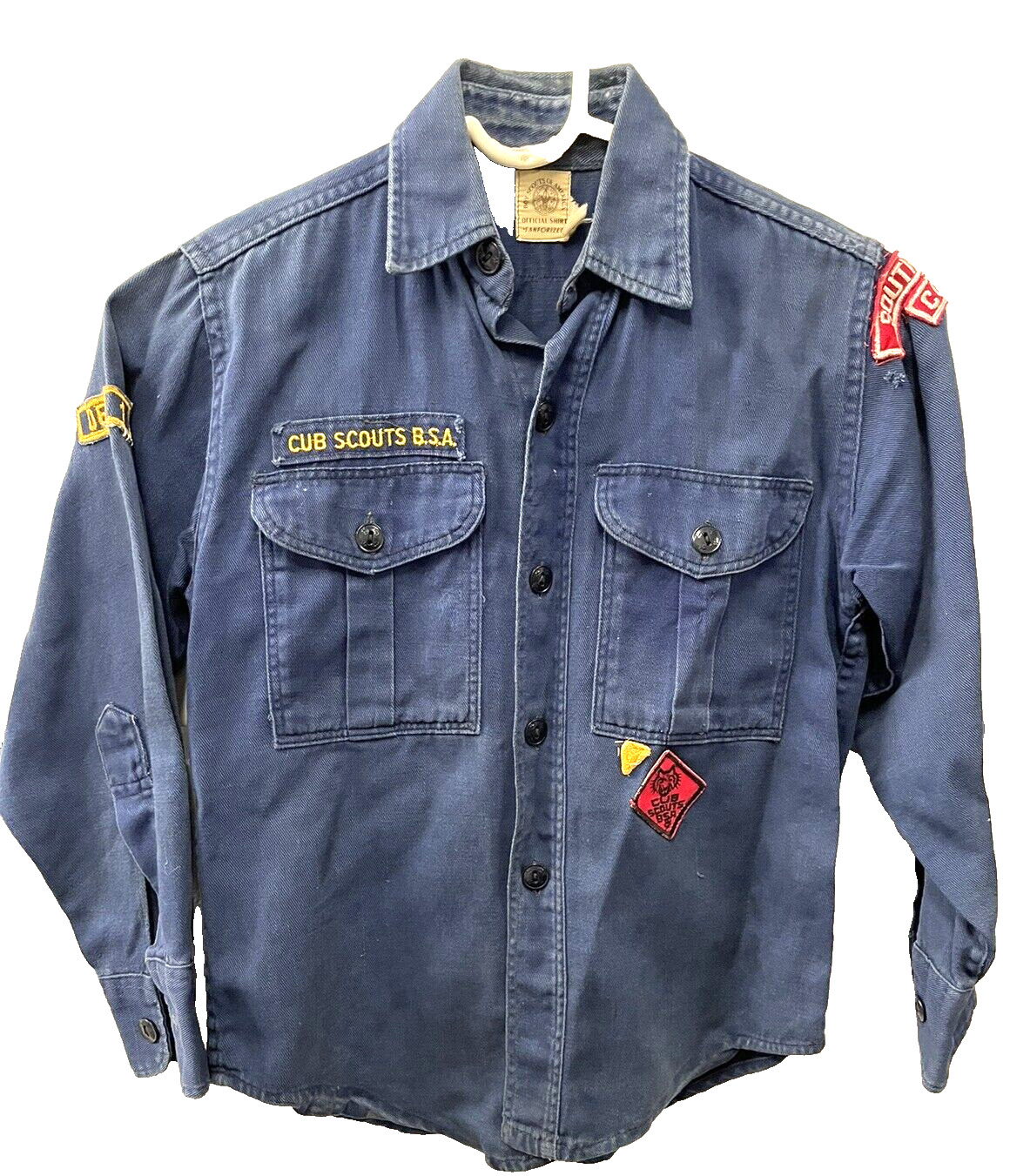 BSA Vintage Cub Scout Uniform Shirt with Patches Southing Conn. 34