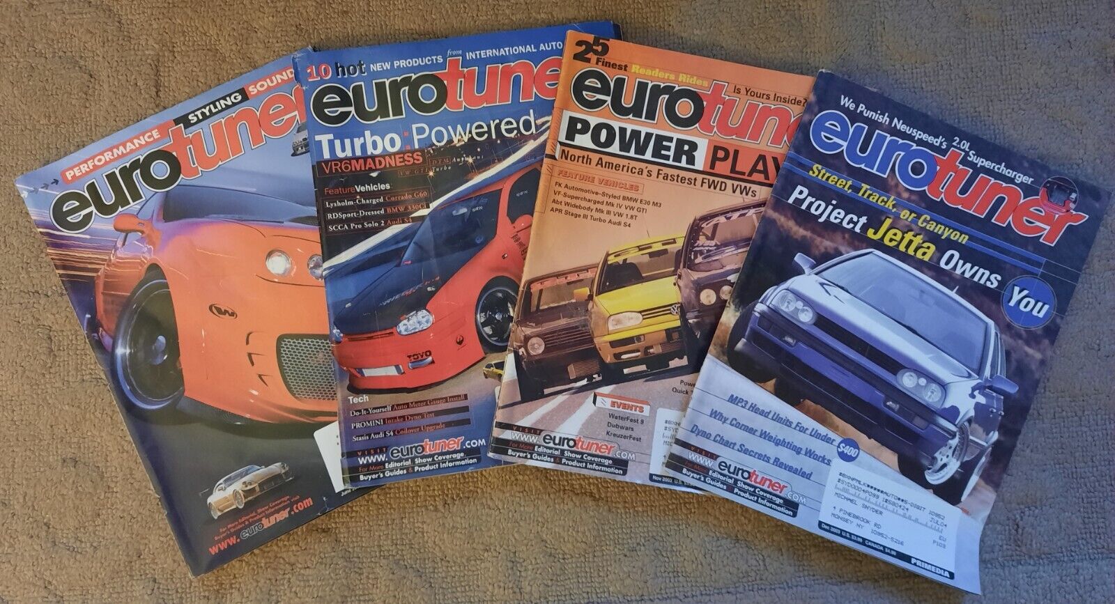 **Vtg. 2003 Eurotuner Car Magazine 4 issue Lot VW/Audi/BMW June, Oct, Nov, Dec**