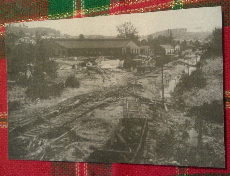 1905 Youngwood PA. PRR Pennsylvania Railroad Roundhouse Washout Postcard Repo