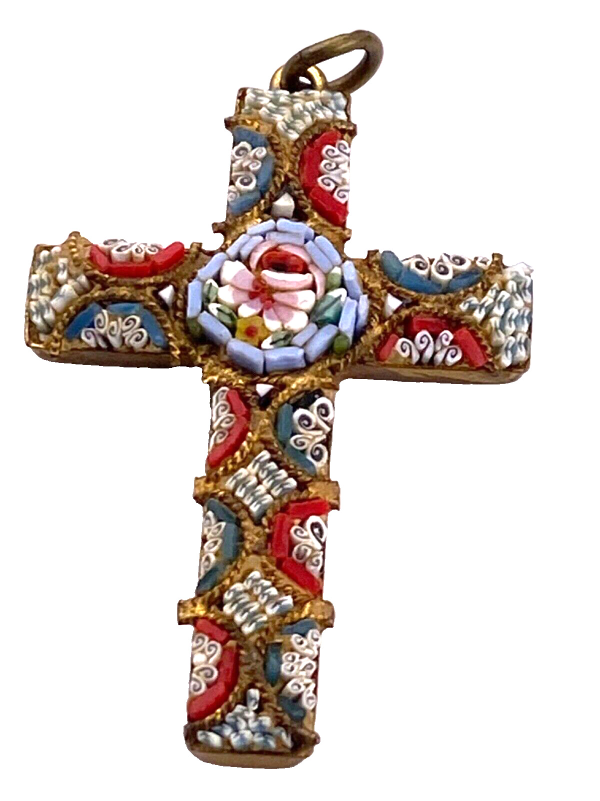 Vintage Brass Mosaic 2” Cross      004-021