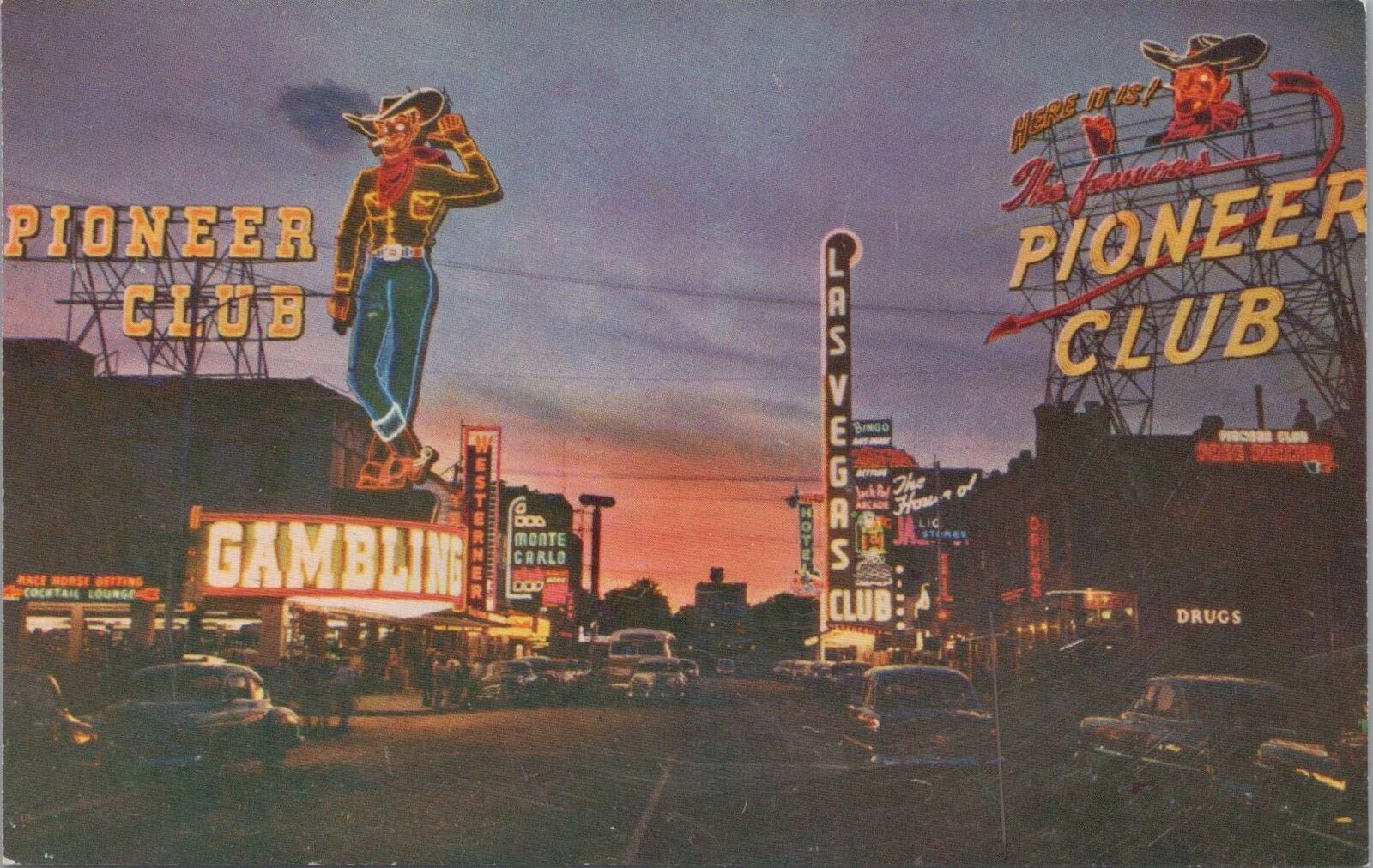Postcard Neon Sign Howdy Podner Las Vegas Nevada NV 