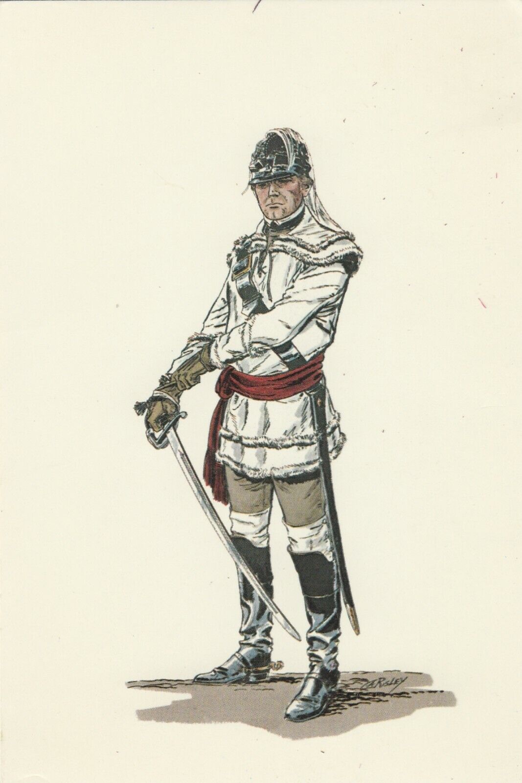 Vintage Military Postcard  OFFICER, 1778  BAYLOR\'S DRAGOONS   UNPOSTED