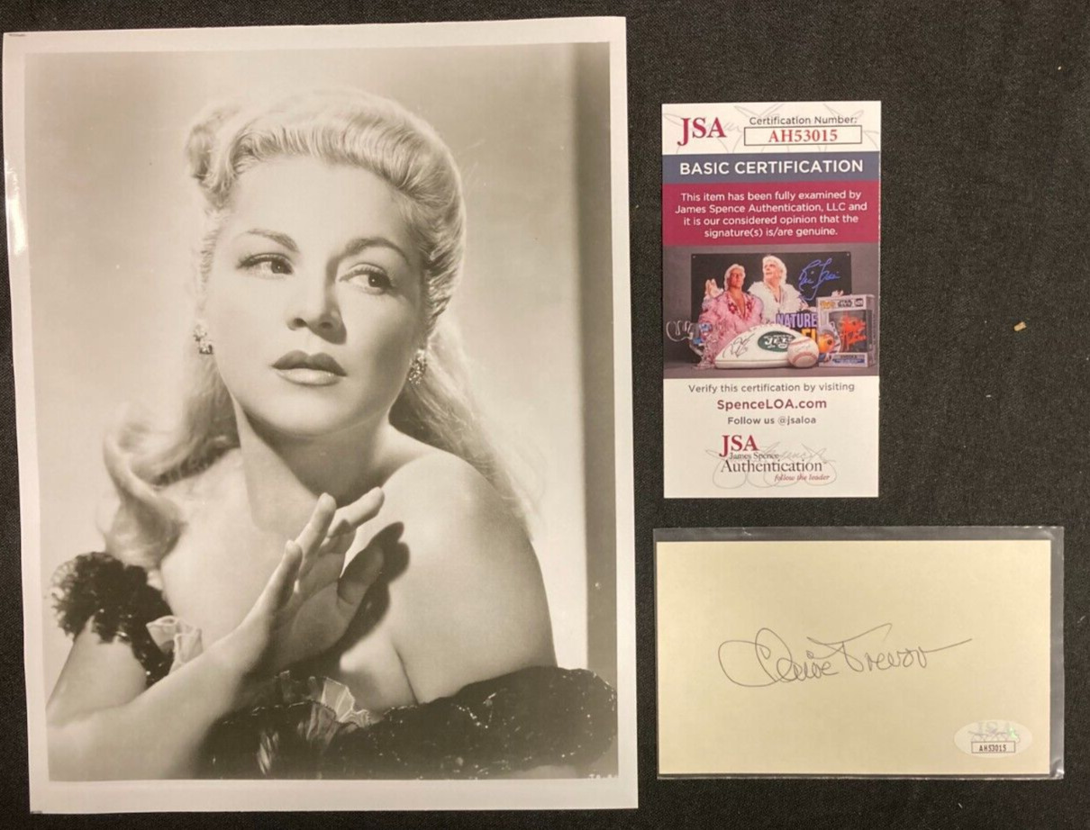 Claire Trevor Actress Hand Signed 3x5 Card w/8x10\