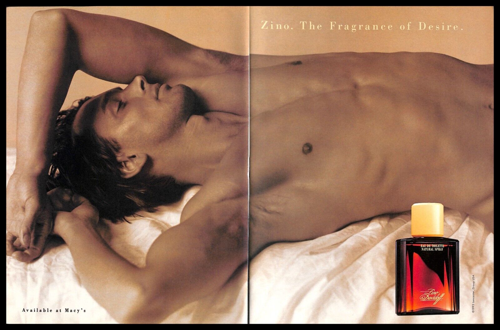 1993 Davidoff Zino Perfume Vintage PRINT AD The Fragrance Of Desire Naked Man