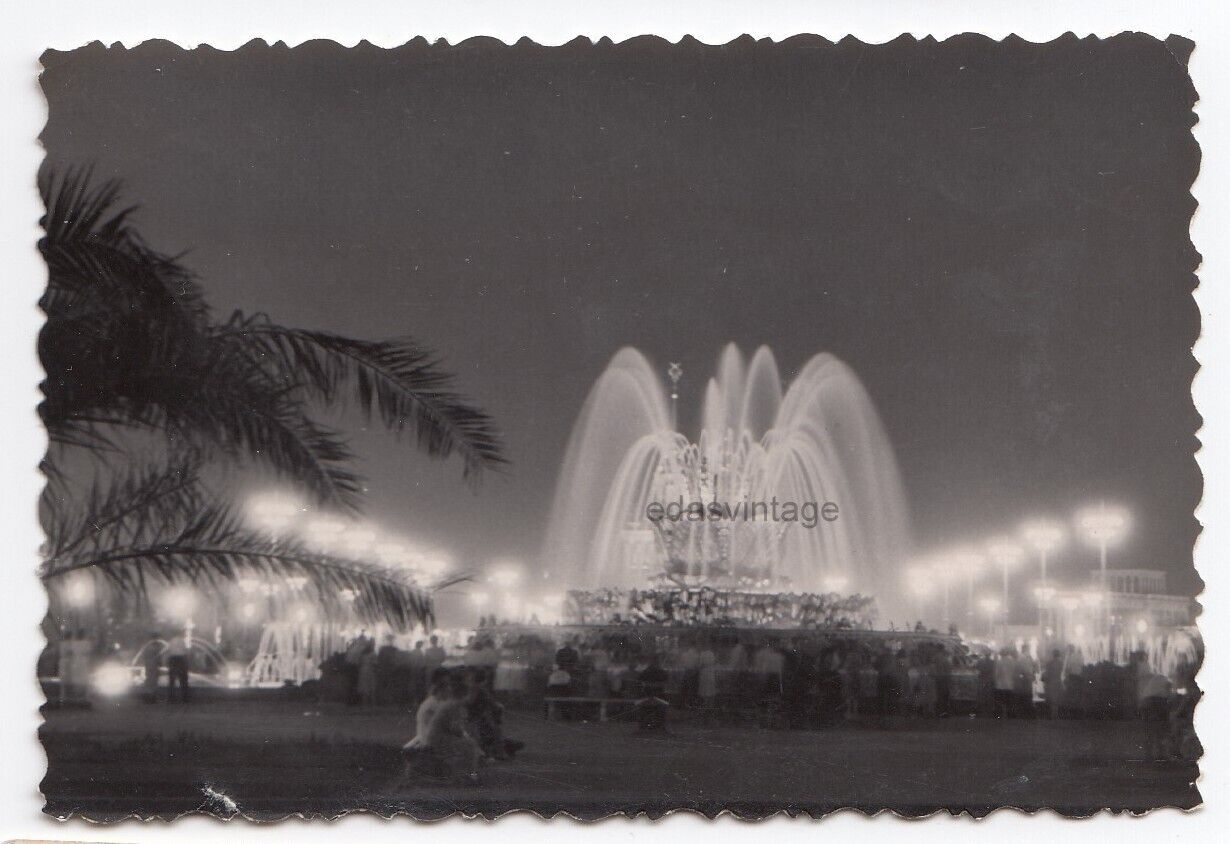 1950s Night shot Fountain Light Darkness Moscow Abstract surreal unusual photo