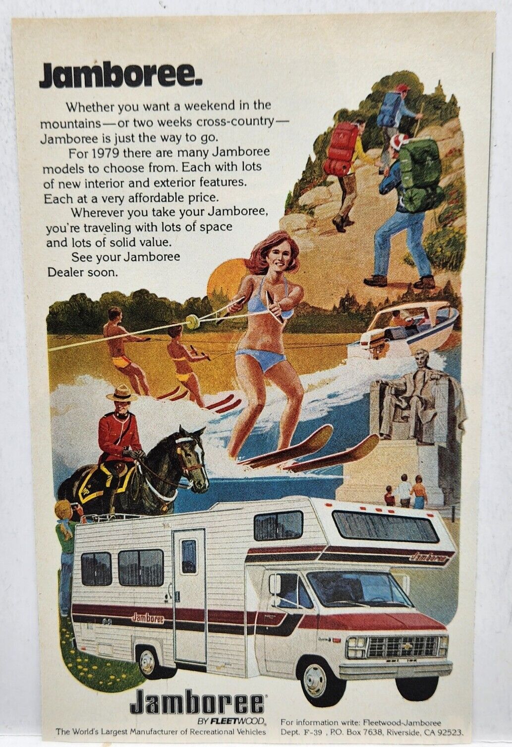 1979 Fleetwood Jamboree Camper Camping Vintage Print Ad Poster Man Cave Deco 70s