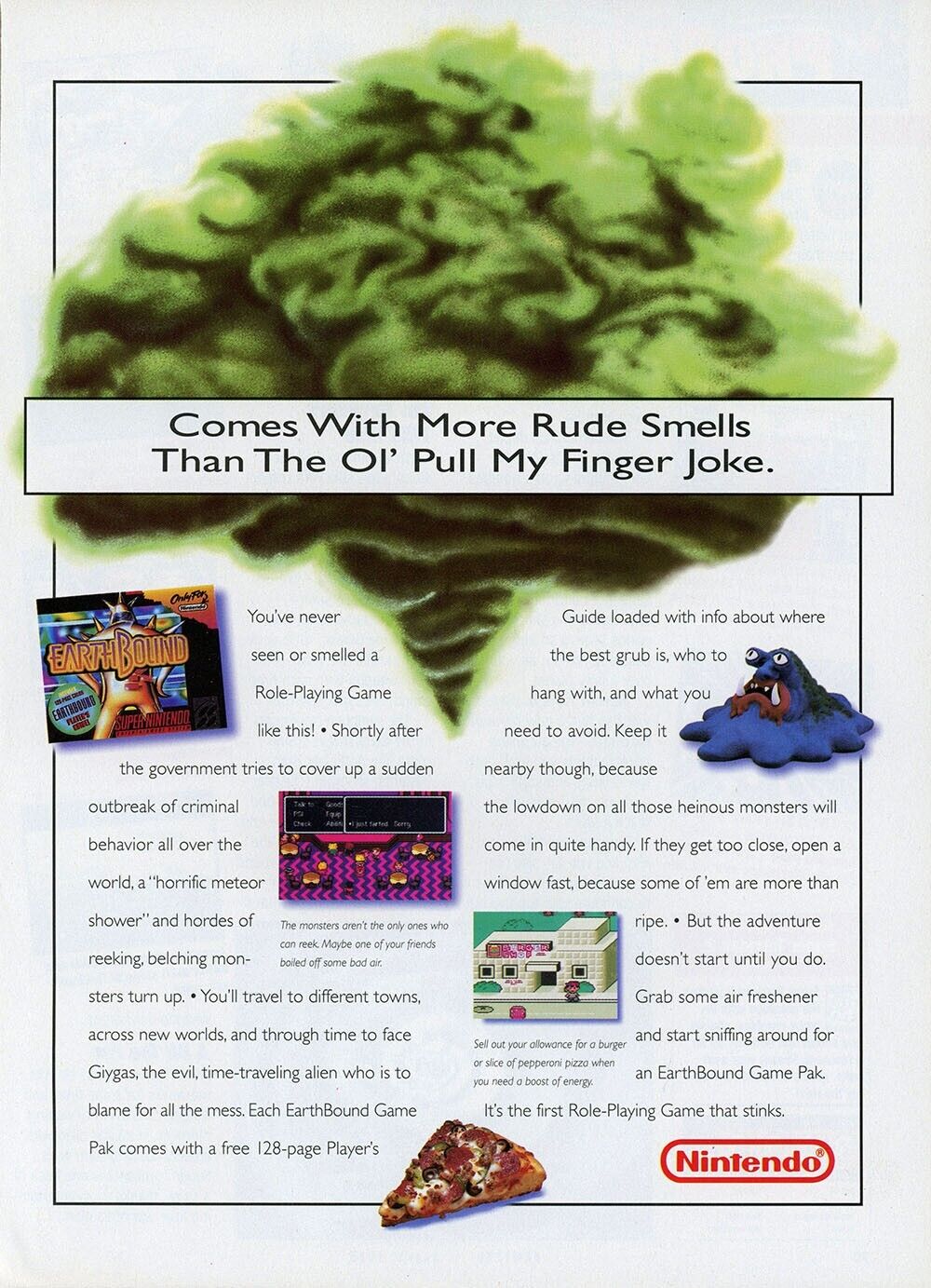 Earthbound SNES Original 1994 Ad Authentic Nintendo Video Game Promo