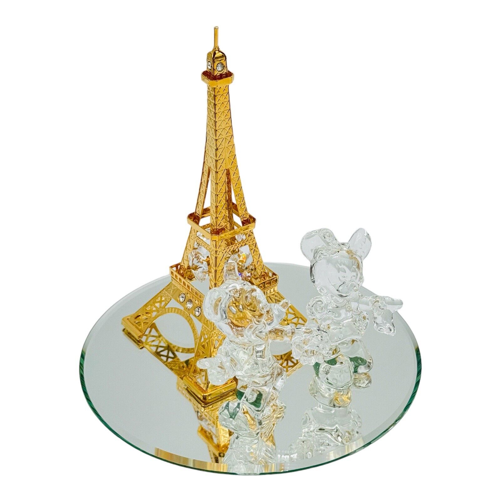 Disneyland Paris Mickey & Minnie Swarovski Eiffel Tower Figurine Arribas RARE