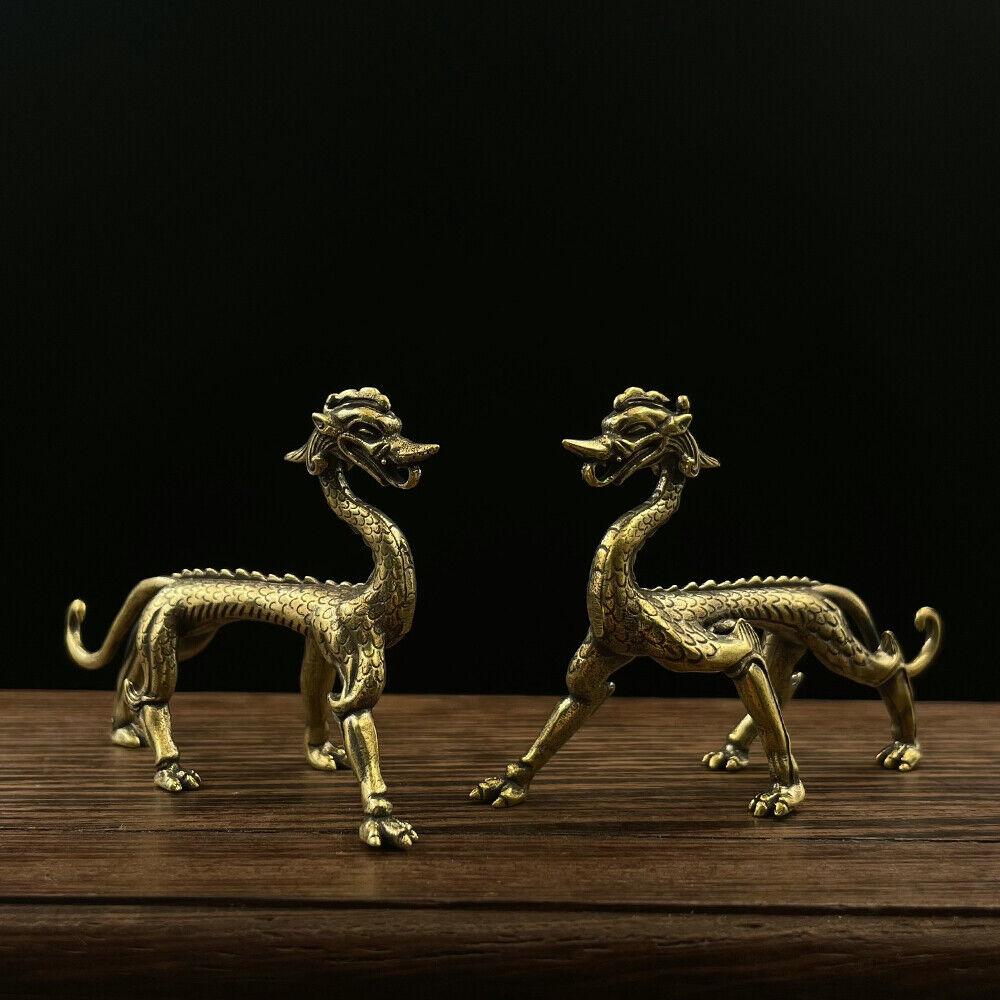 1PC Brass Vintage Dragon Statue Home Ornaments Animal Decoration Figurine Gift