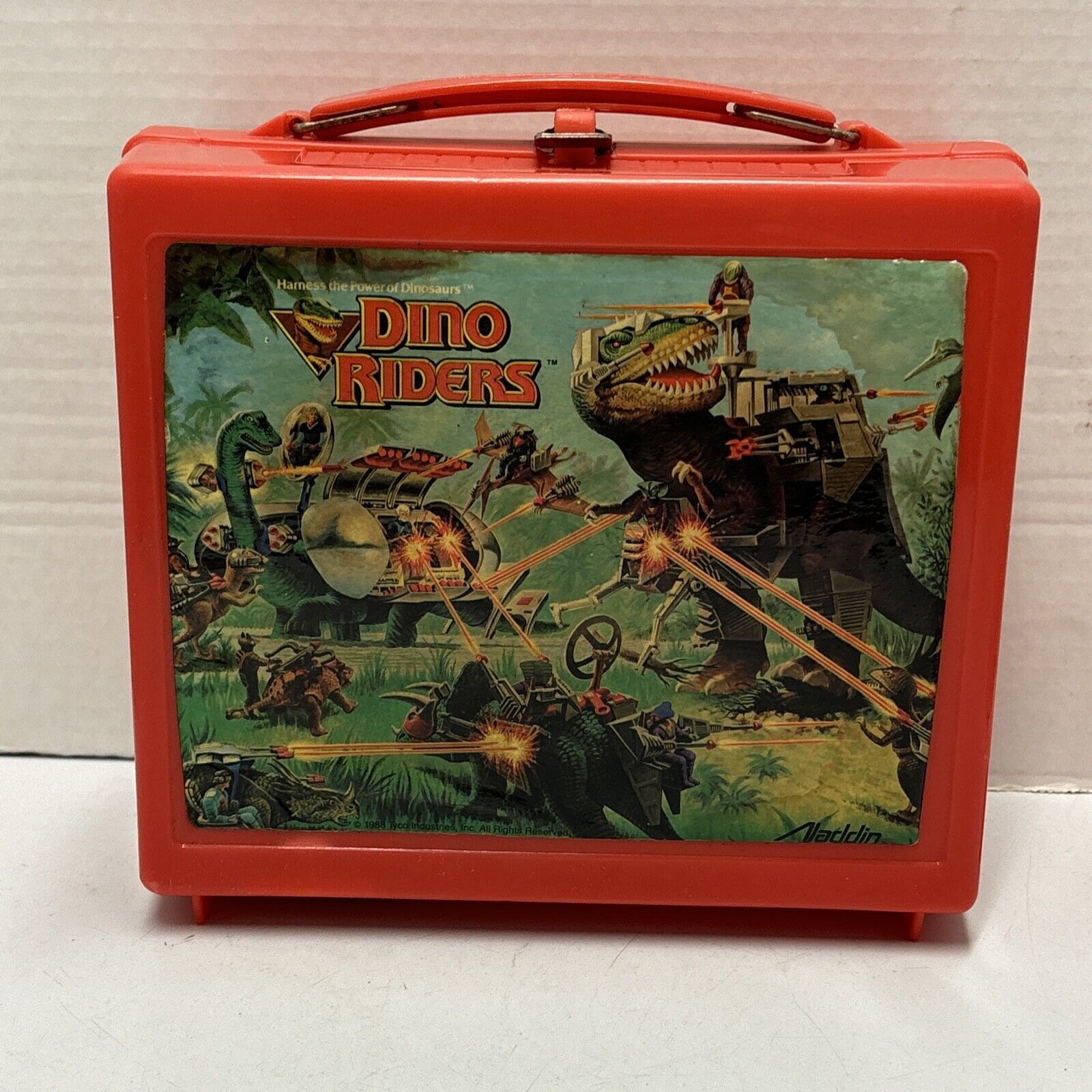Aladdin Vintage 1988 Dino Riders Lunch Box with Thermos Great Condition ^