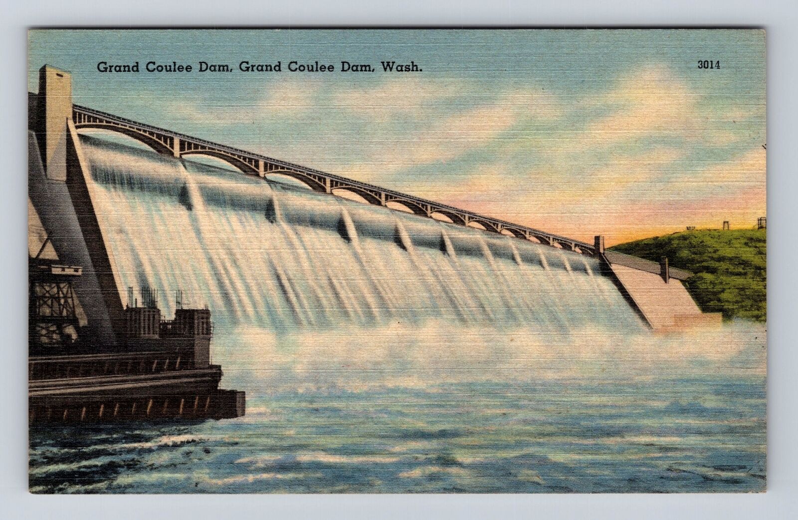 Grand Coulee Dam WA-Washington, Grand Coulee Dam, Antique, Vintage Postcard