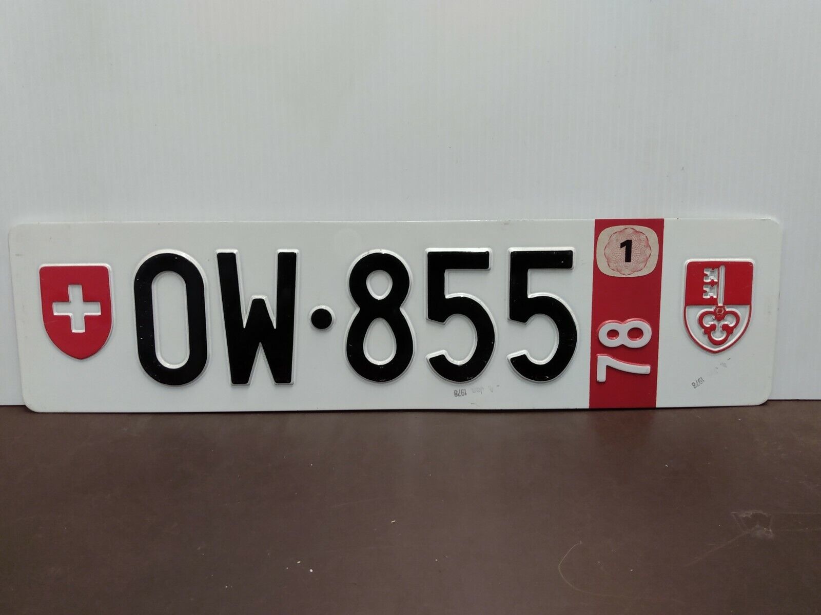 1978 Switzerland SWISS  License Plate Tag 
