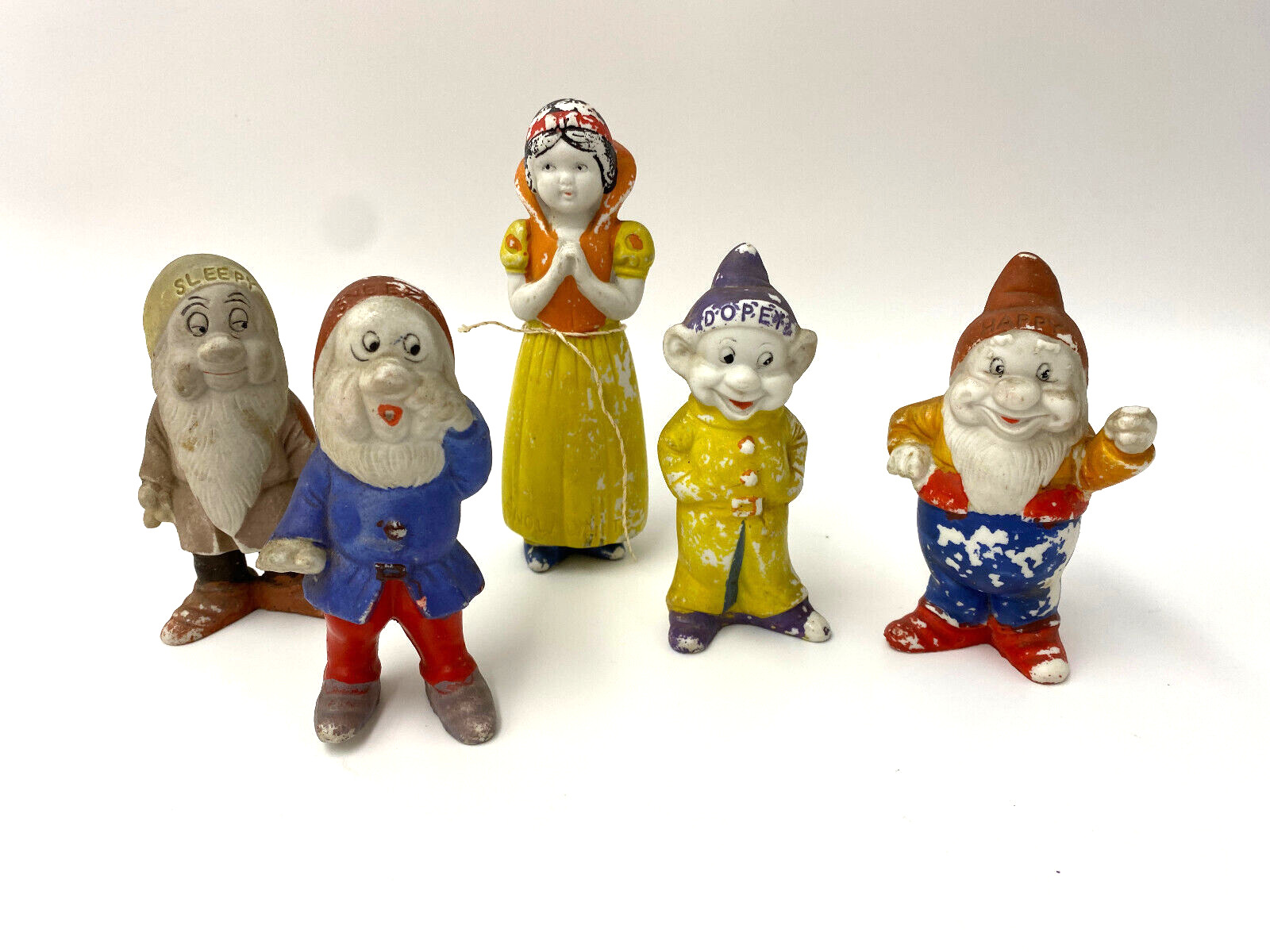FIRST MADE Disney Snow White & Dwarfs mini figures chalkware antique statue 1937