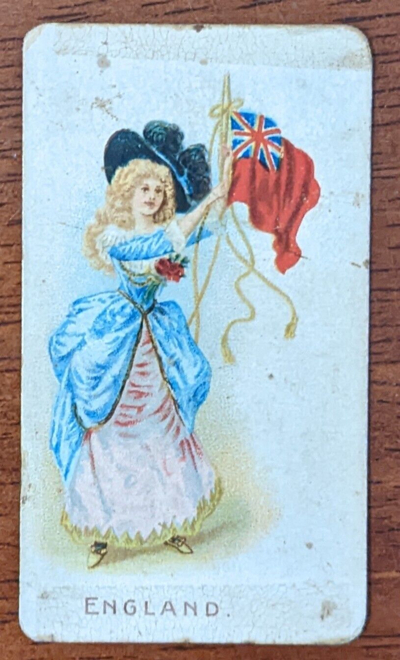 1908 Wills Cigarette Card Flag Girls Of All Nations No. 48 England.