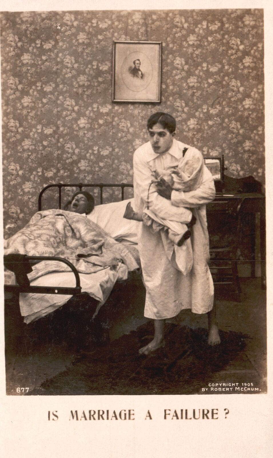 Vintage Postcard Man Taking The Infant From The Hospital Is Marriage A Failure?