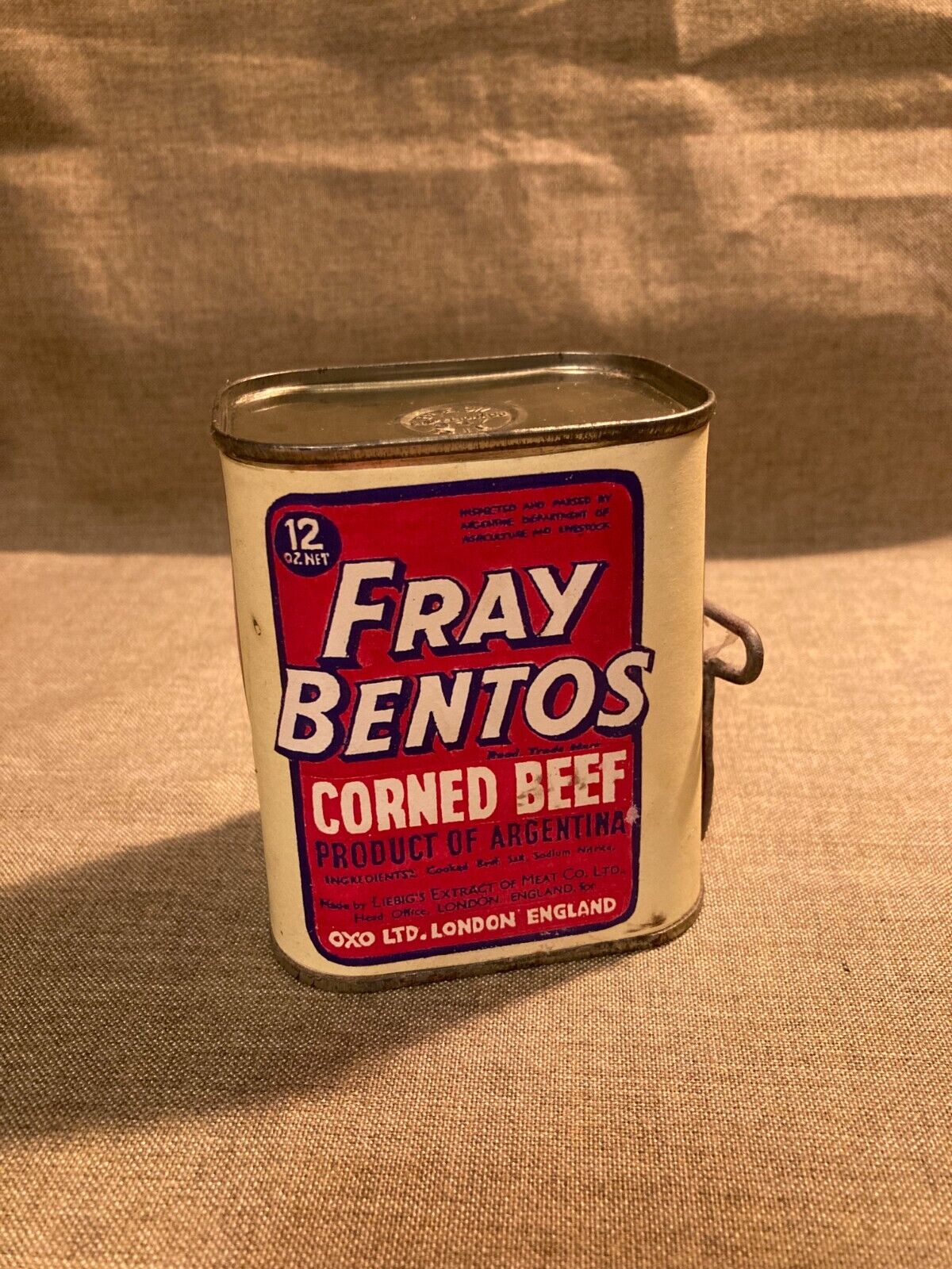 WWI British Army Reserve ration Iron ration Corned beef tin Fray Bentos