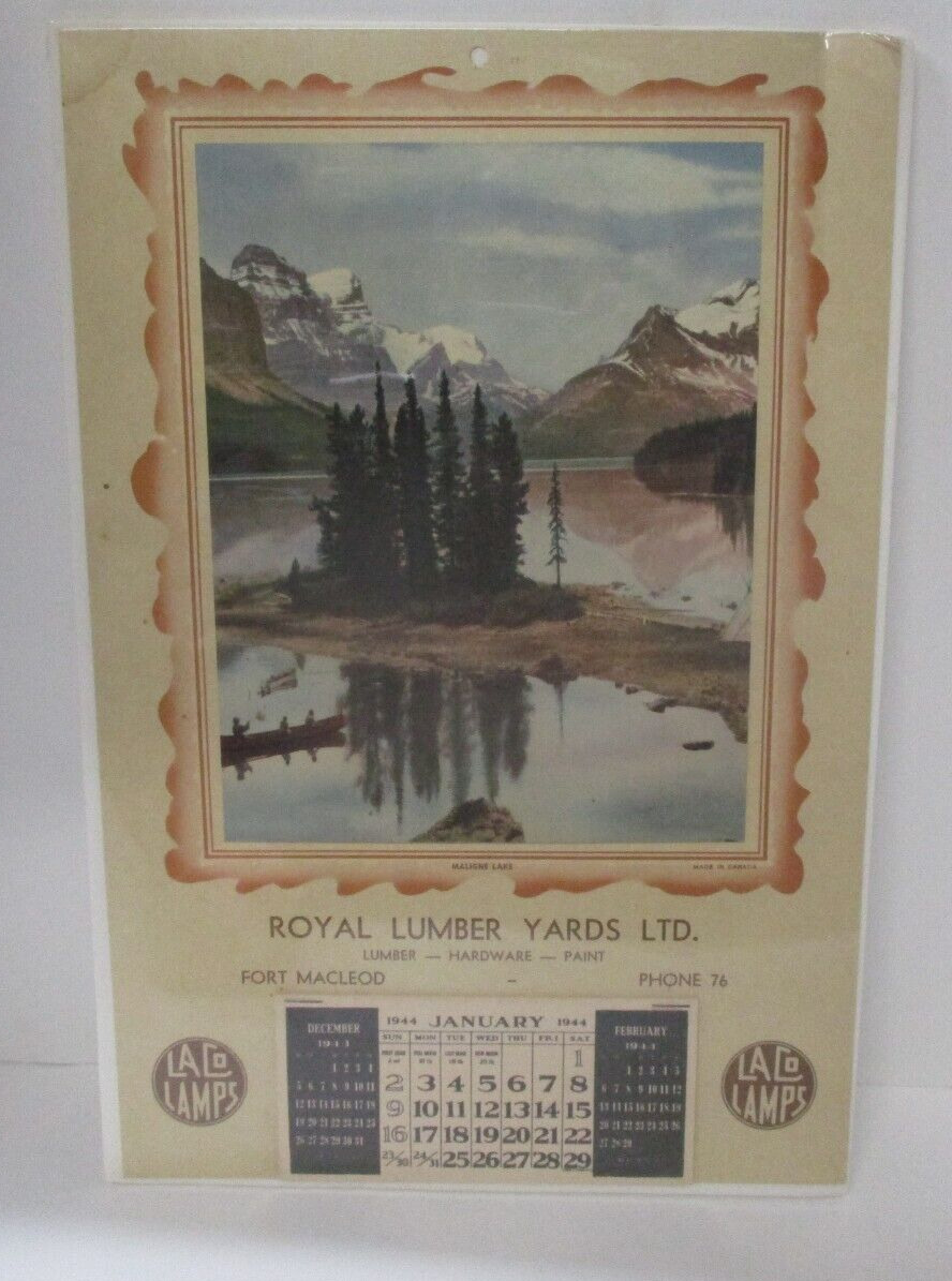 1944 Royal Lumber Yards Fort Macleod Calendar Full Pad