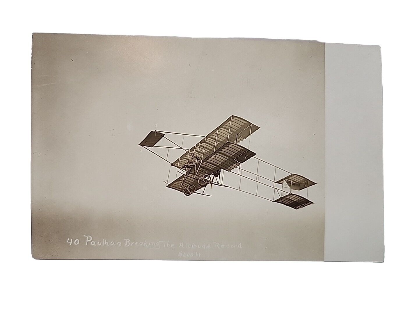 1910 AVIATION REAL PHOTO POSTCARD LOUIS PAULHAN ALTITUDE RECORD LA CA JRR17