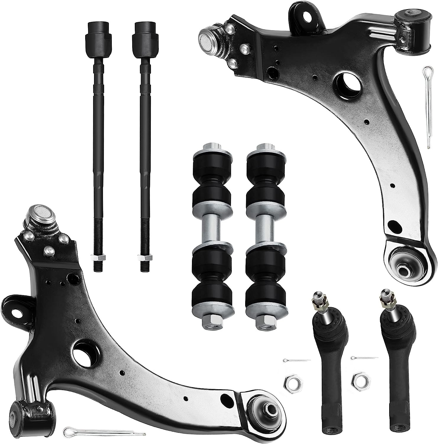 8Pcs Front Suspension Kit 2 Lower Control Arm Ball Joints 2 Sway Bars 4 Tie Rods